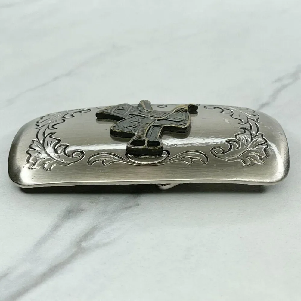 Vintage Leaves Leaf Saddle Western Belt Buckle Made in USA ✨